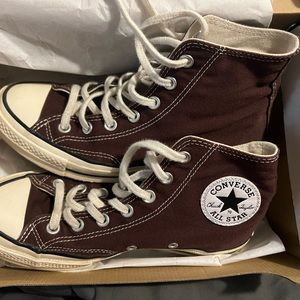 Dark chocolate brown converse high tops 5.5 men’s 7.5 women’s